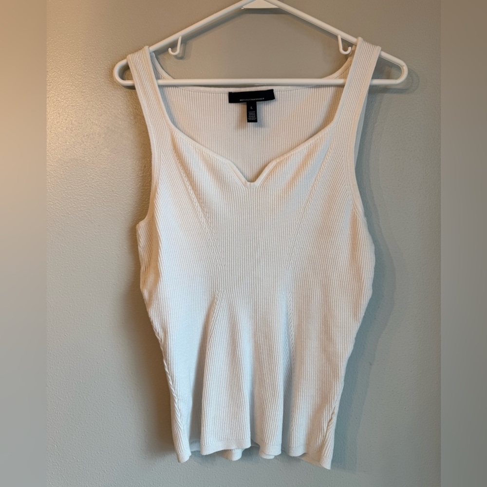 White House Black Market V-Neck Ribbed Tank Top